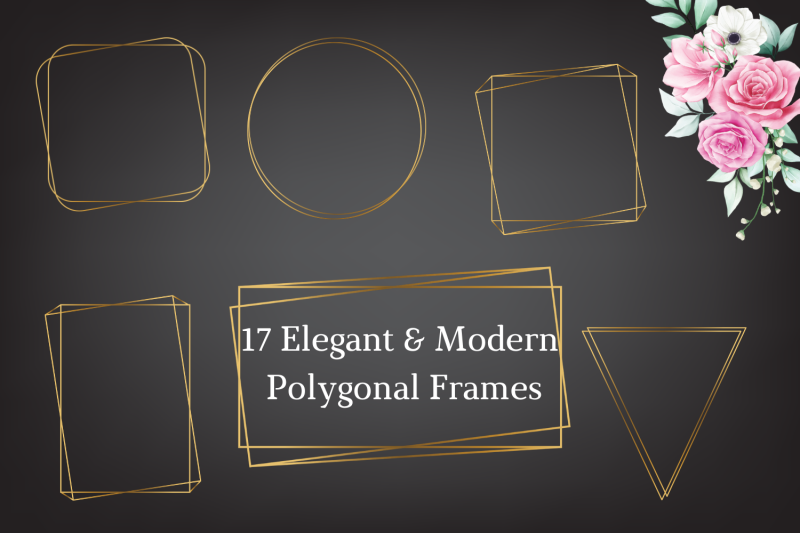 elegant-modern-gold-polygonal-frame-clipart-thin-and-elegant-frames
