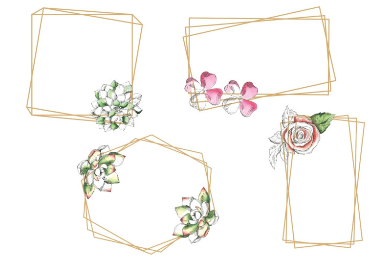 delicate-flowers-watercolor-floral-geometric-frames