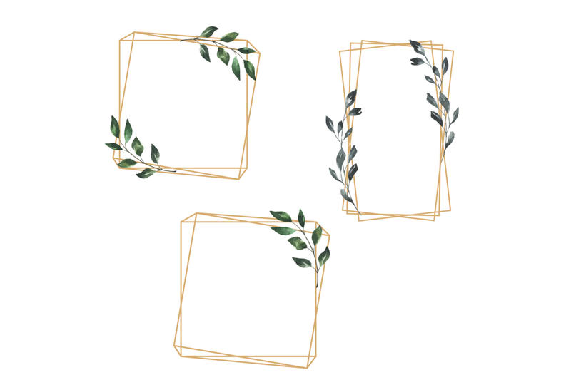 elegant-minimal-geometric-frames-botanical-watercolor-frames-clipart