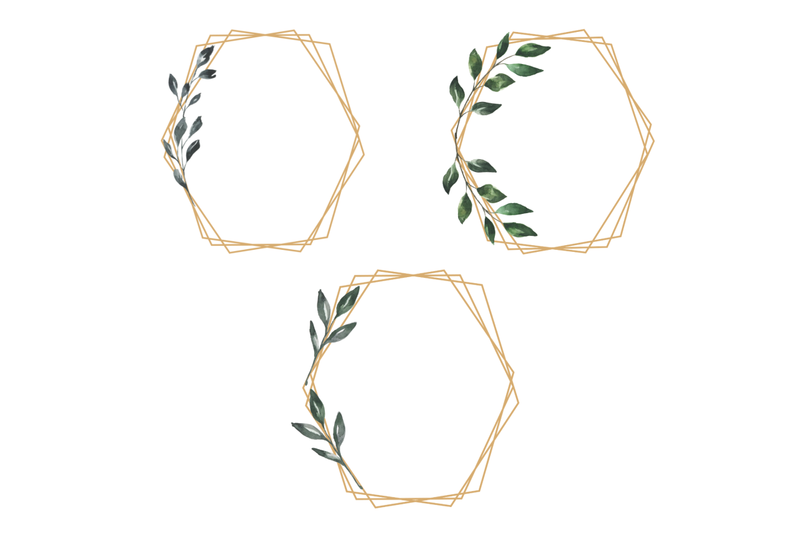 elegant-minimal-geometric-frames-botanical-watercolor-frames-clipart