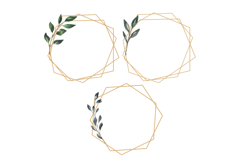 elegant-minimal-geometric-frames-botanical-watercolor-frames-clipart
