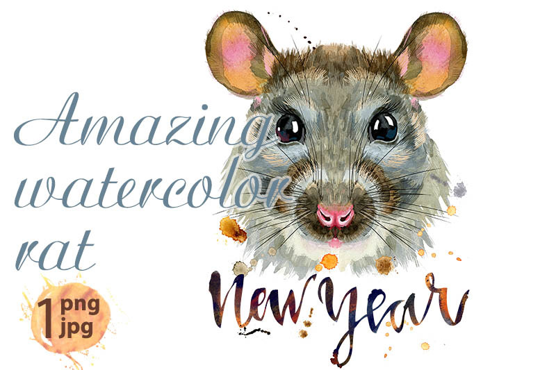 watercolor-portrait-of-rat-with-the-inscription-new-year-and-splashes