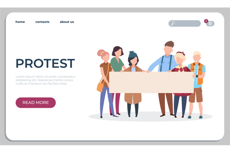 protest-people-landing-page-protesters-or-activists-holding-banner-v