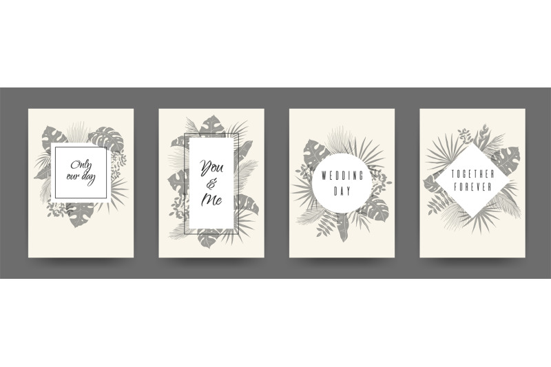 wedding-flat-plant-posters-greeting-or-invitations-card-template-with