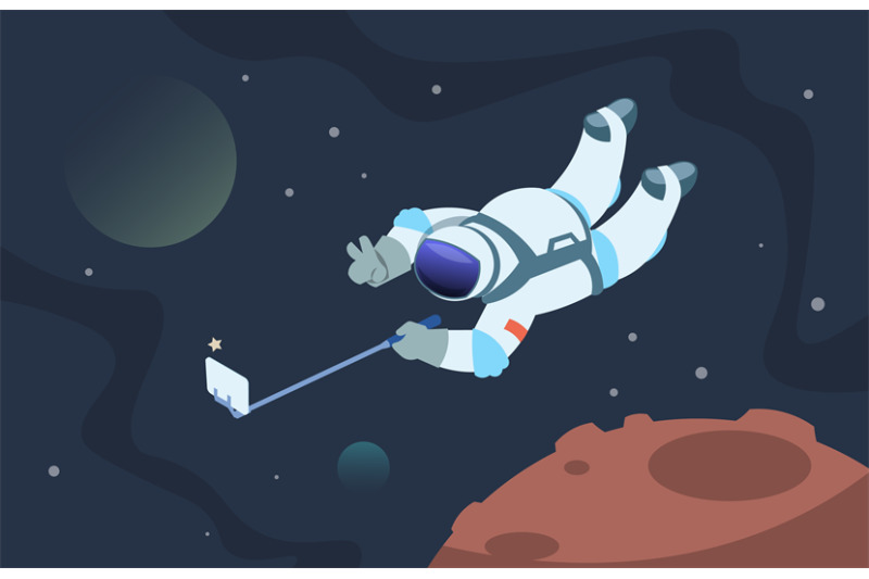 selfie-astronaut-fanny-cosmonaut-taking-photos-in-space-on-smartphone