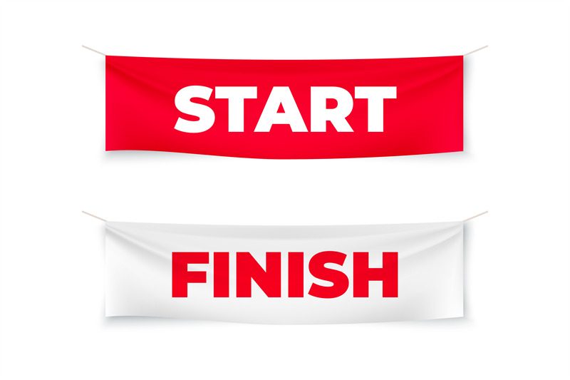 start-and-finish-realistic-banners-flags-for-outdoor-sport-event-vec