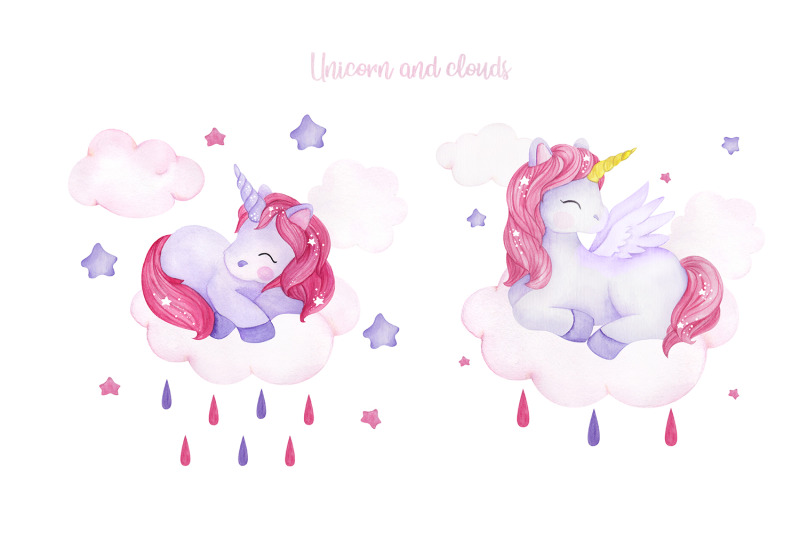 unicorn-set-watercolor-collection