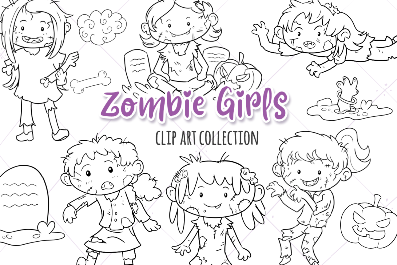 zombie-girls-digital-stamps