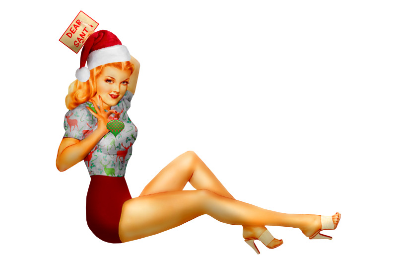 Retro Pin Up Christmas Girls Clip Art By Me And Ameliè 9372