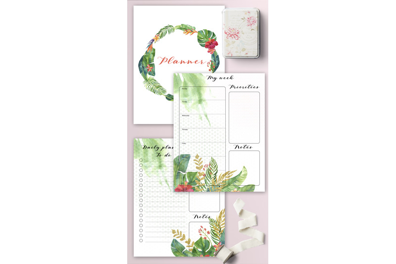 planner-ser-with-tropical-flowers