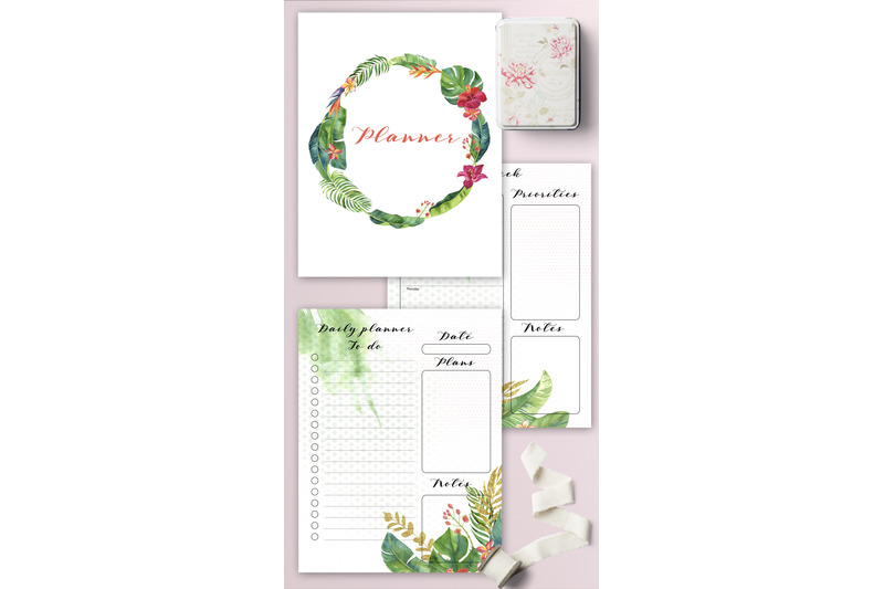 planner-ser-with-tropical-flowers