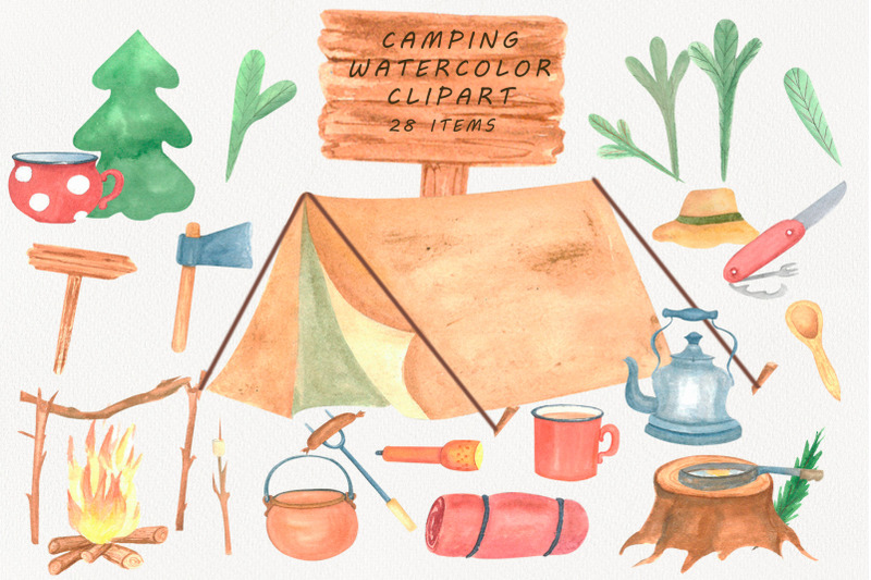 camping-clipart-watercolor
