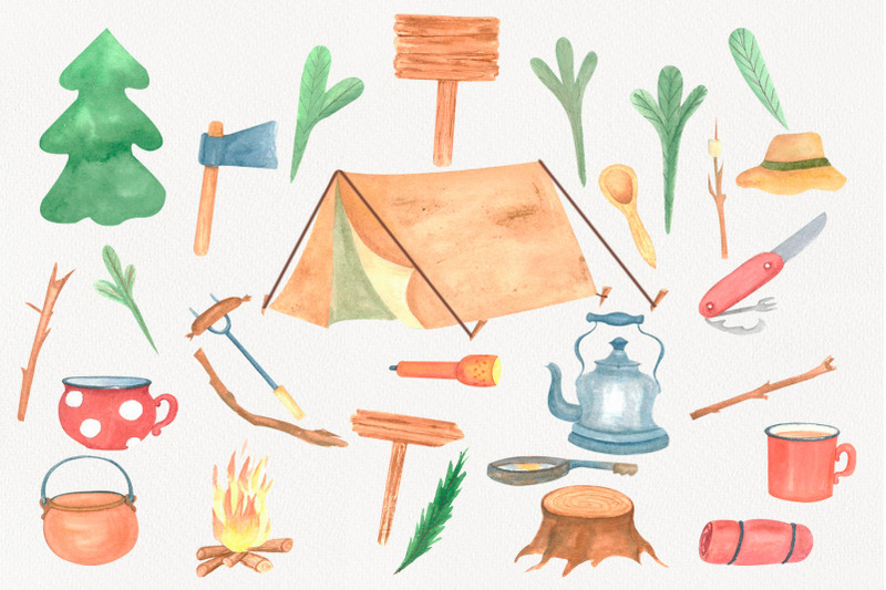 camping-clipart-watercolor