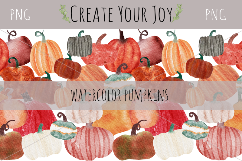 watercolor-pumpkins-16-png-with-seamless-pattern
