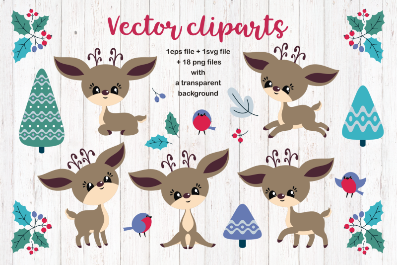 cute-christmas-deer-vector-cliparts
