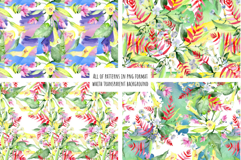 bouquet-watercolor-and-pattern-background-png