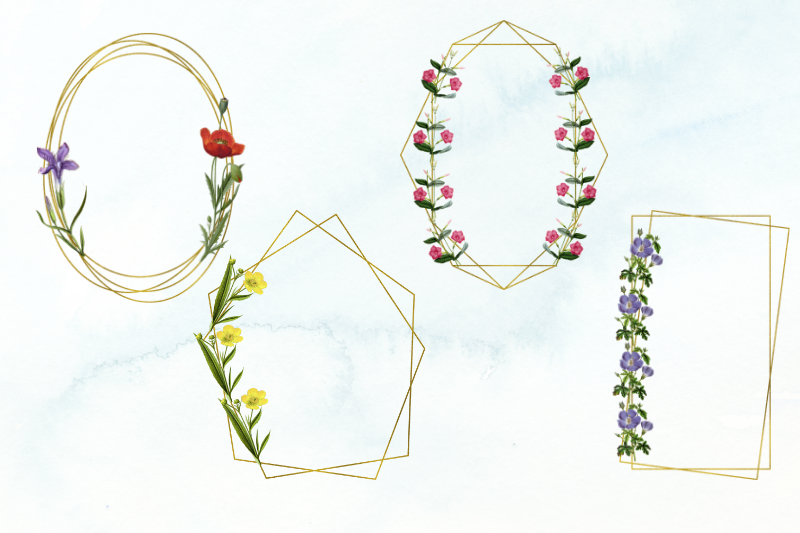 15-vintage-wedding-geometric-frames-plygonal-frames-with-retro-flower