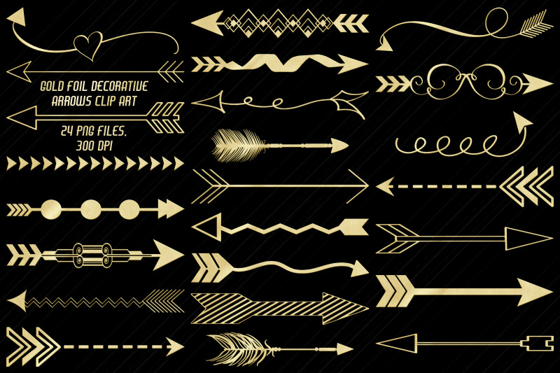 gold-foil-decorative-arrows-clip-art