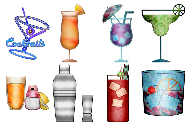 watercolor-cocktails-and-elements-clip-art