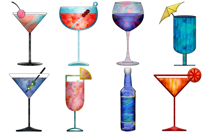 watercolor-cocktails-and-elements-clip-art