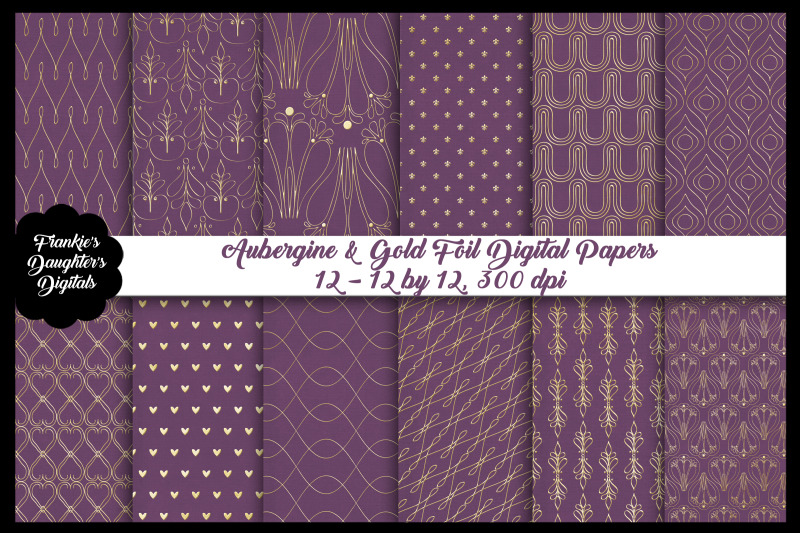 aubergine-and-gold-foil-digital-paper