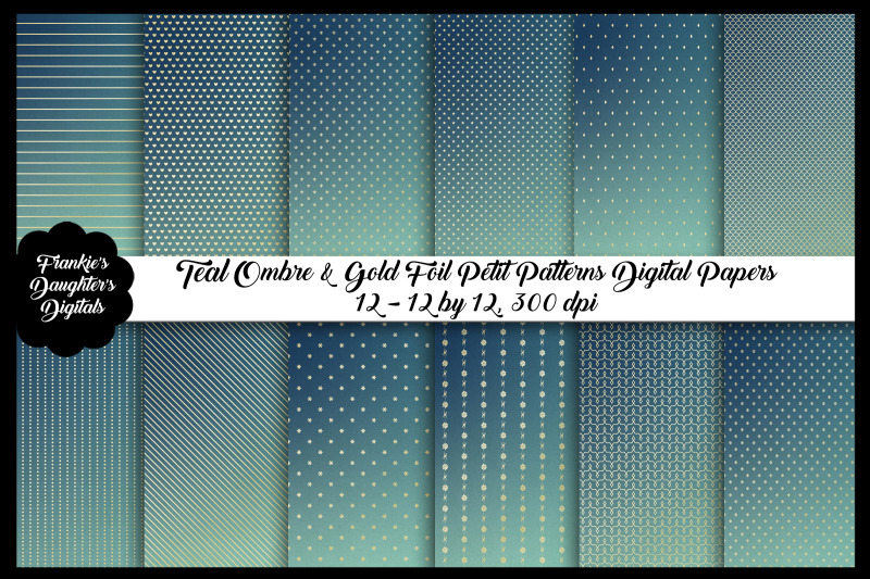 teal-ombre-and-gold-foil-petit-pattern-papers