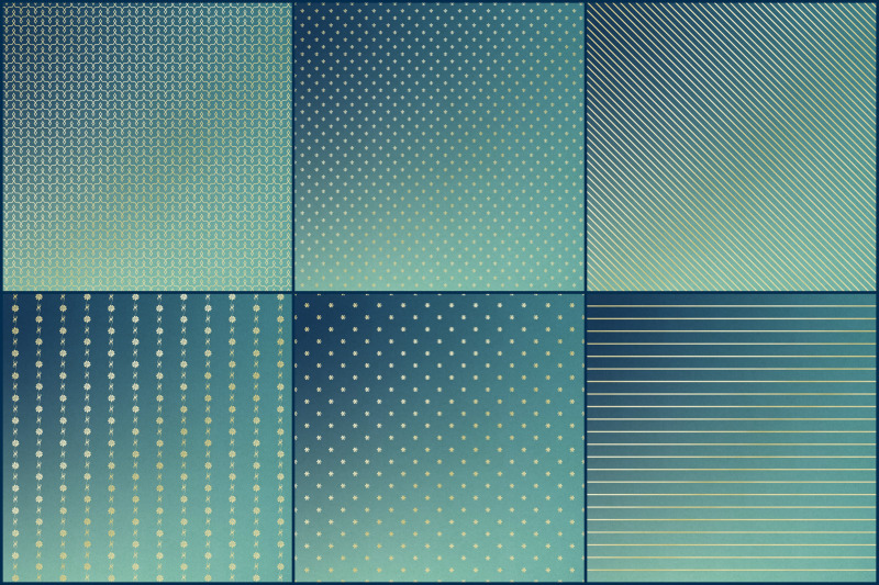 teal-ombre-and-gold-foil-petit-pattern-papers