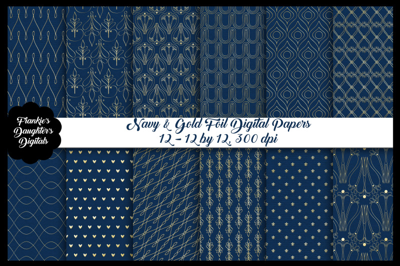 navy-and-gold-foil-digital-papers