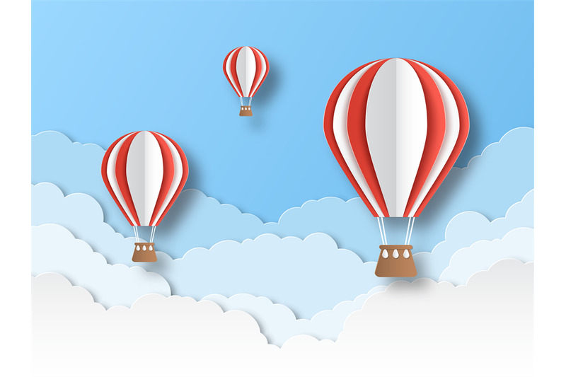 air-balloon-paper-cut-colourful-flying-balloons-in-blue-sky-with-whit