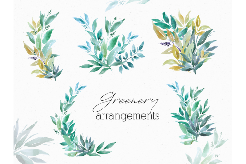 greenery-watercolor-clip-art