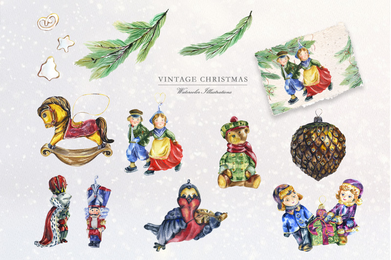 vintage-christmas-watercolor-toys