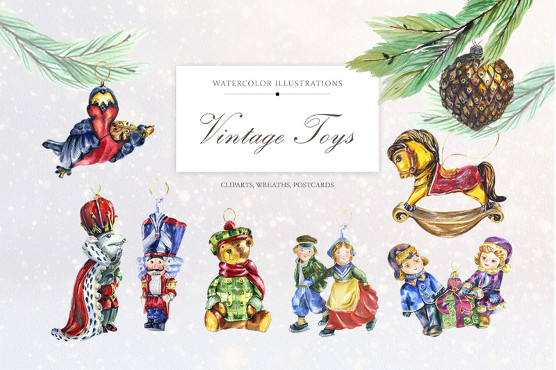 vintage-christmas-watercolor-toys