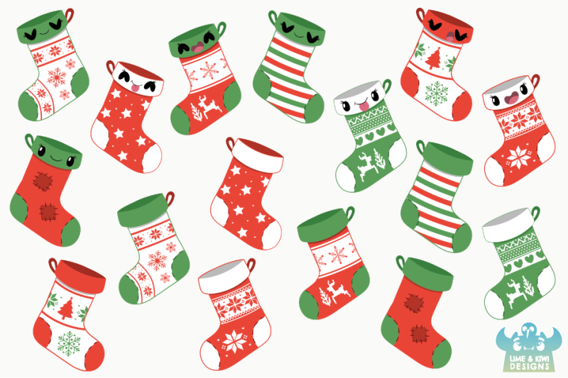 Download Christmas Stockings Clipart, Instant Download Vector Art ...