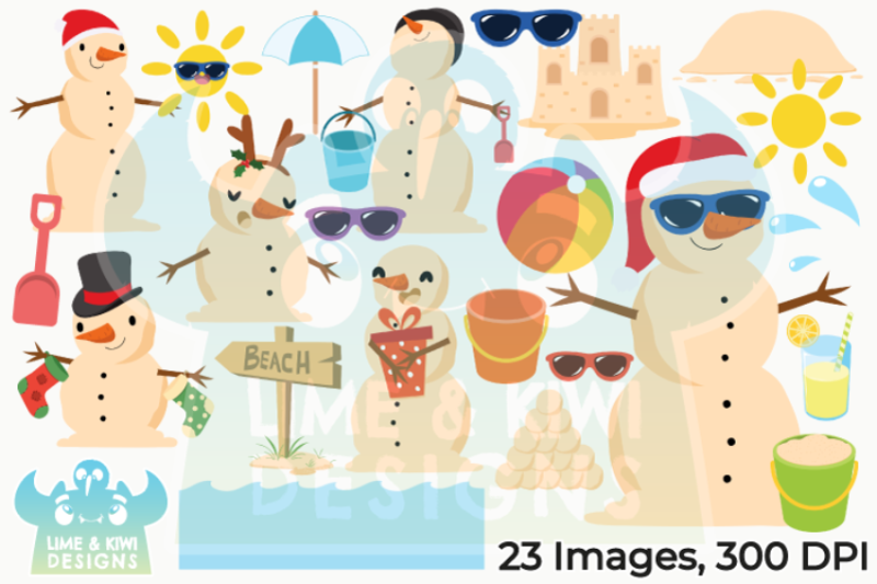 beach-christmas-snowmen-clipart-instant-download-vector-art