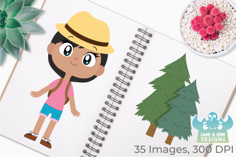 Camping Girls Clipart, Instant Download Vector Art By Lime ...