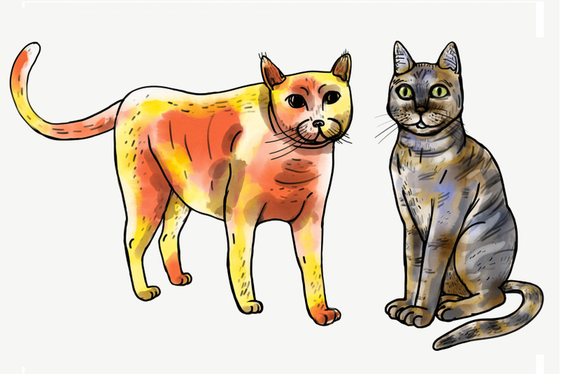 watercolor-cats