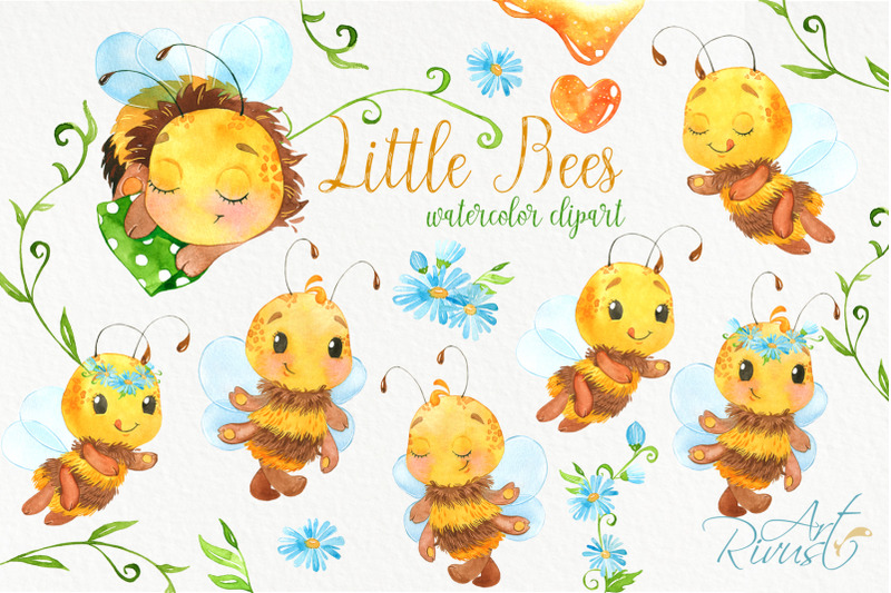 bees-cute-bee-watercolor-clipart-baby-animals-clip-art-bumble-bee