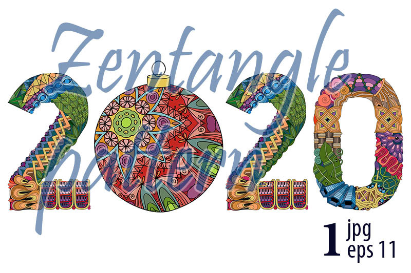 number-2020-with-a-christmas-ball-zentangle-vector-decorative-object