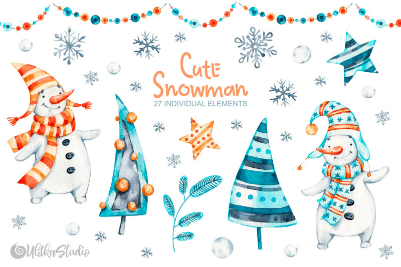cute-xmas-naive-snowman-nbsp-christmas-watercolor-nursery-clipart