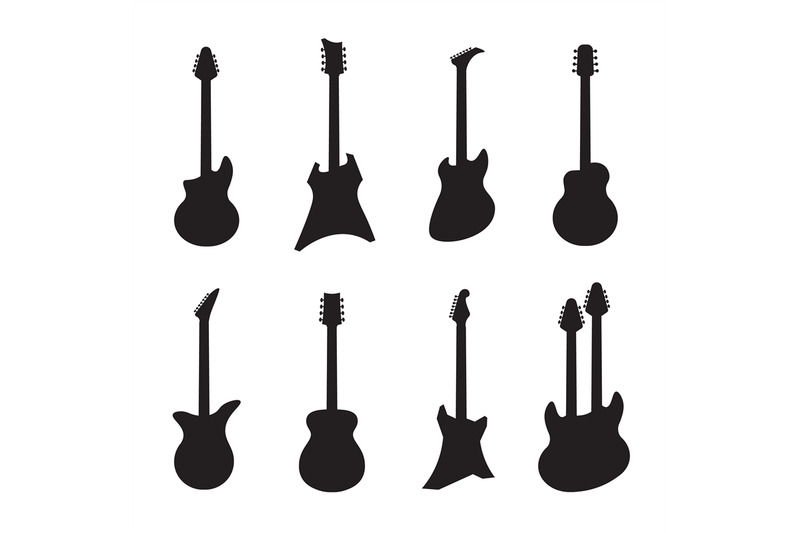 guitar-silhouettes-black-acoustic-and-electric-music-string-instrumen