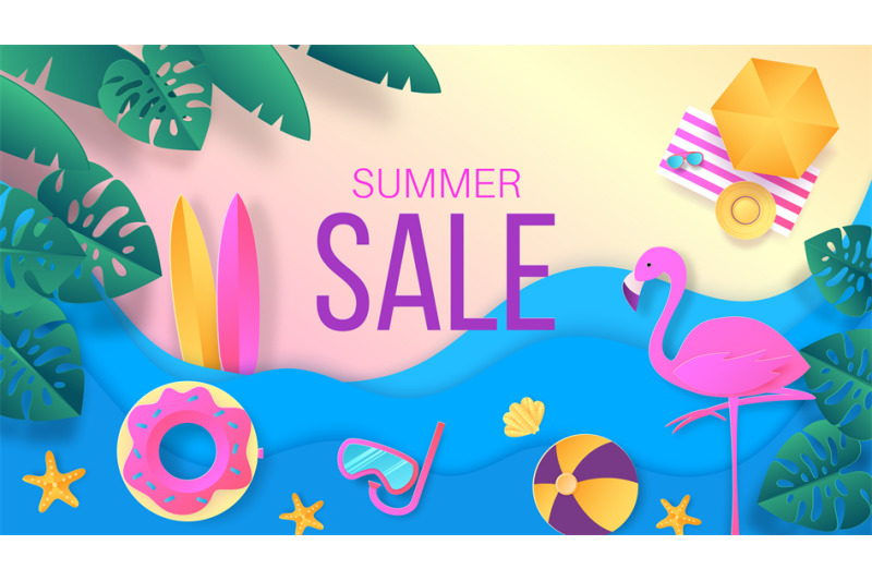 summer-sale-paper-cut-travel-and-vacation-discount-banner-with-top-vi