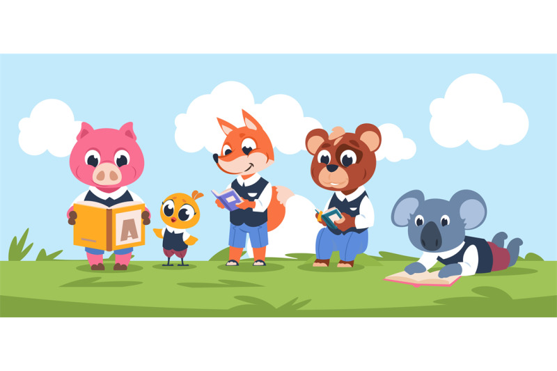 reading-animal-characters-cute-cartoon-kids-characters-reading-togeth