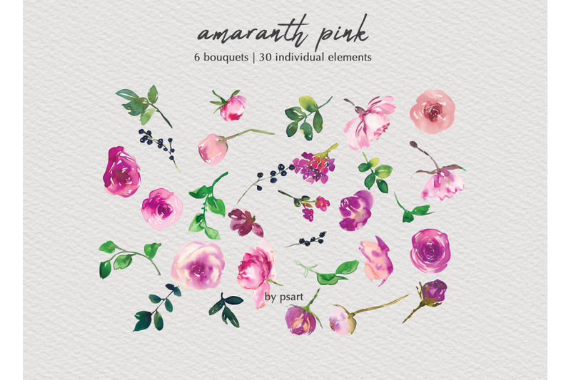 watercolor-pink-floral-clipart-collection