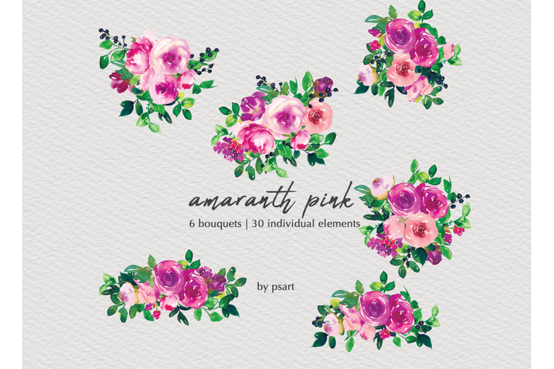 watercolor-pink-floral-clipart-collection