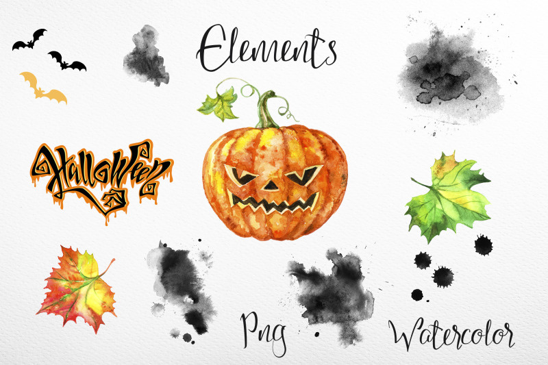 halloween-set-of-watercolor-clipart