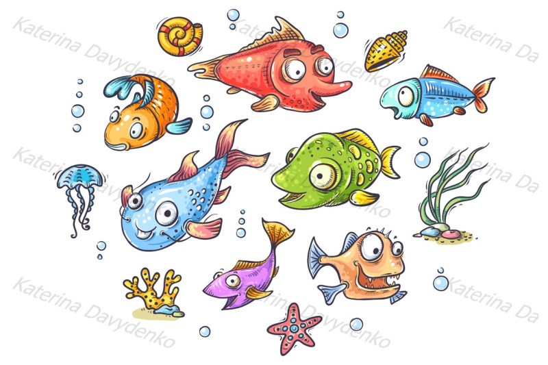 a-set-of-cartoon-tropical-fishes