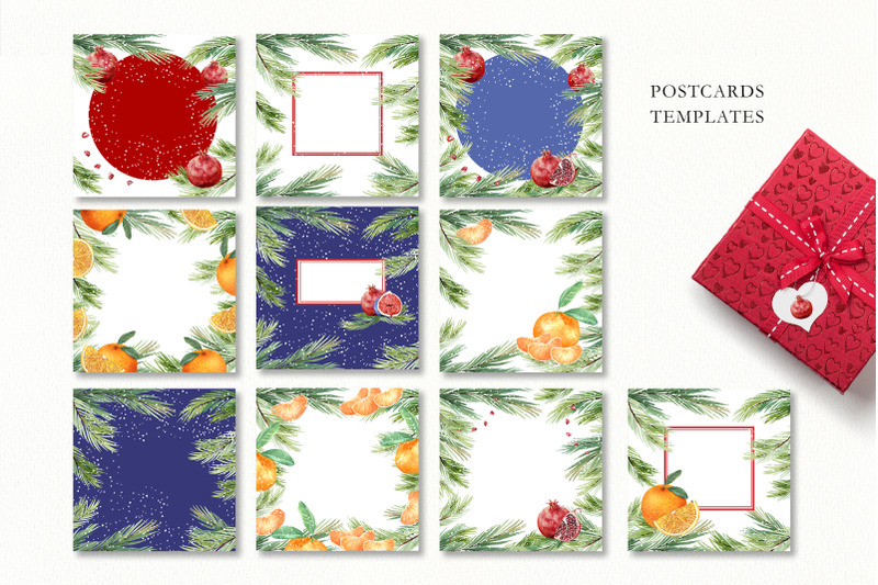 christmas-fruits-watercolor-set