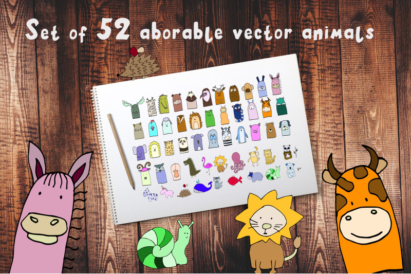 graphic-set-with-52-doodle-animals-png-illustration