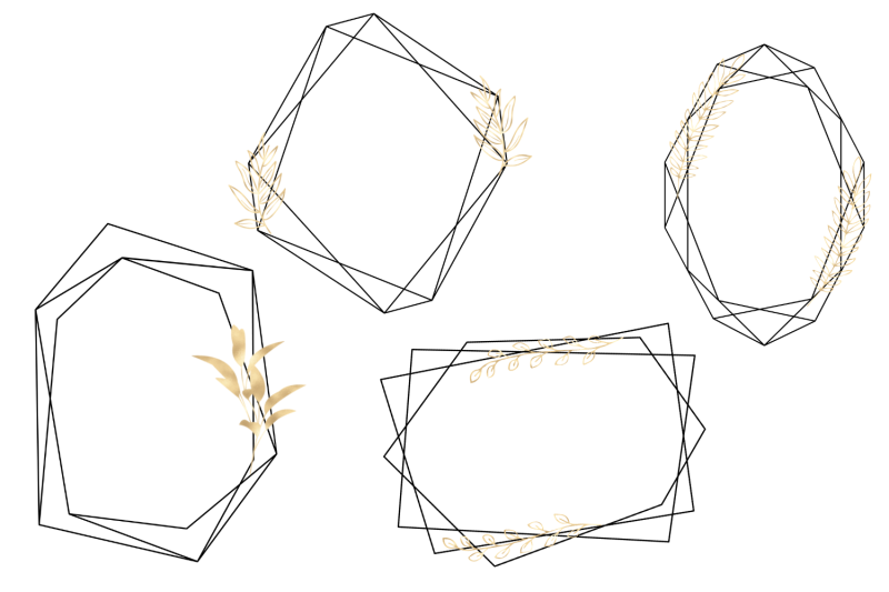 minimal-geometric-frames-gold-frames-clipart-frames-amp-gold-flower