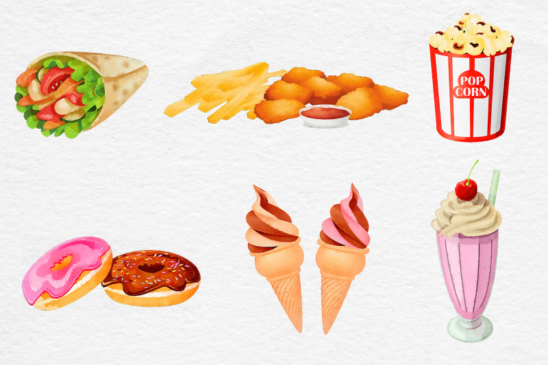 watercolor-fast-food-clipart